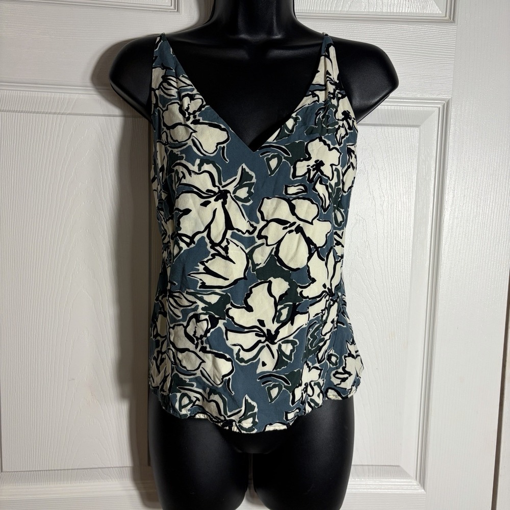 Banana Republic Floral Tank Women Petite XS Green White Cami Sleeveless Resort